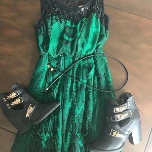 Lace and snake skin print dress